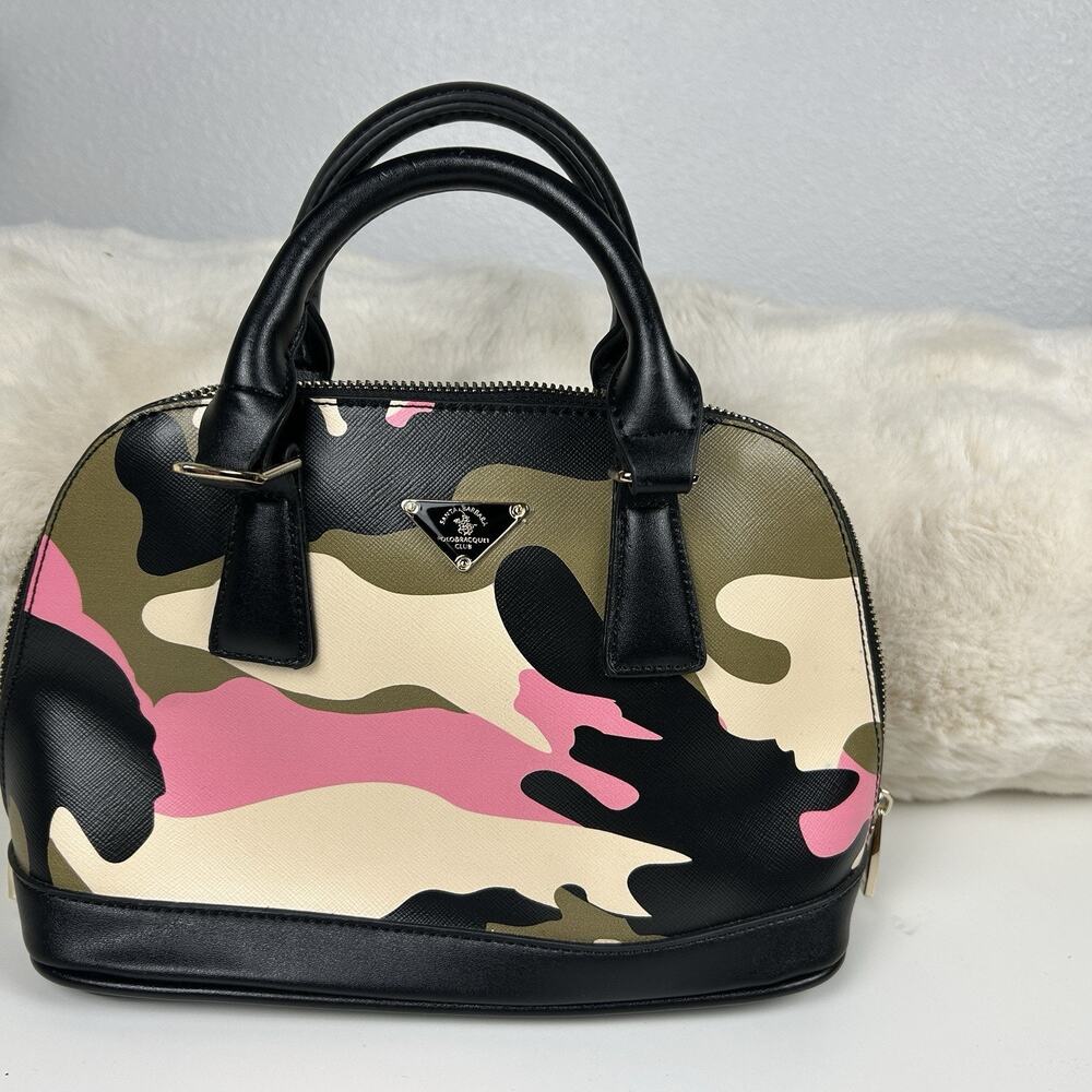 Santa Barbara Polo & Racquet Club Pink Camo Satchel Handbag Y2K